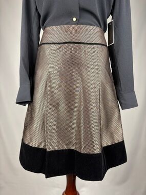 Ann Taylor Petites Metallic A Line Skirt Velvet Hem Size 0P